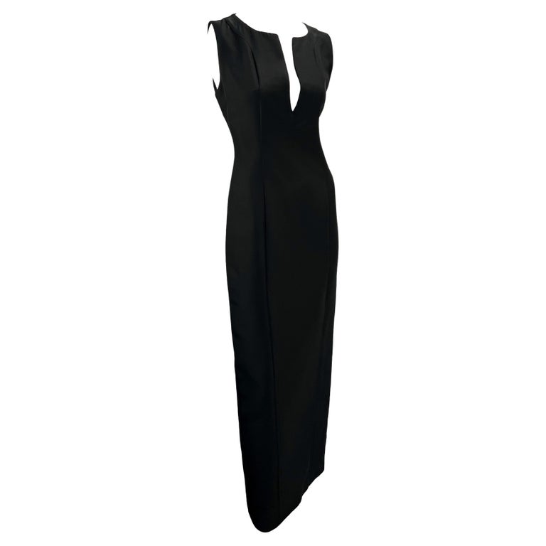 1999 Gucci by Tom Ford Black Silk Blend Sleeveless Column Gown  For Sale 2