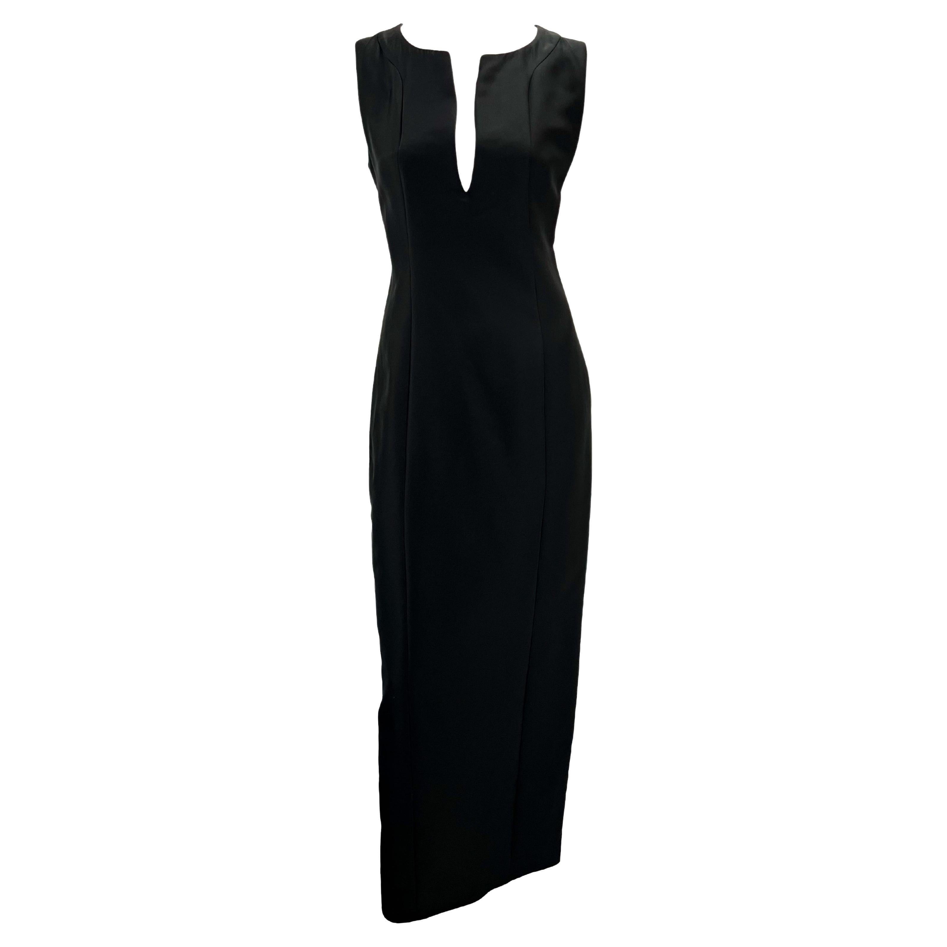 1999 Gucci by Tom Ford Abito a colonna senza maniche in misto seta nero
