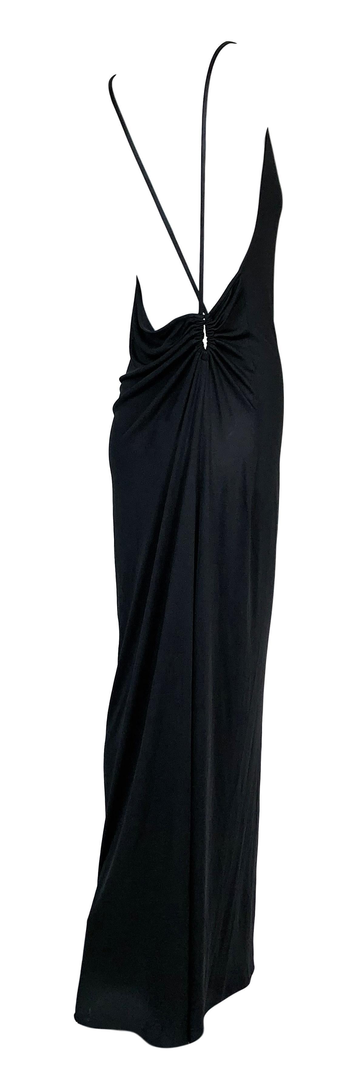 1999 Gucci by Tom Ford Black Slinky Backless Long Column Gown Dress 42