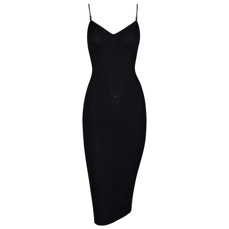 1999 Gucci by Tom Ford Classic Black Knit Bodycon Dress at 1stDibs