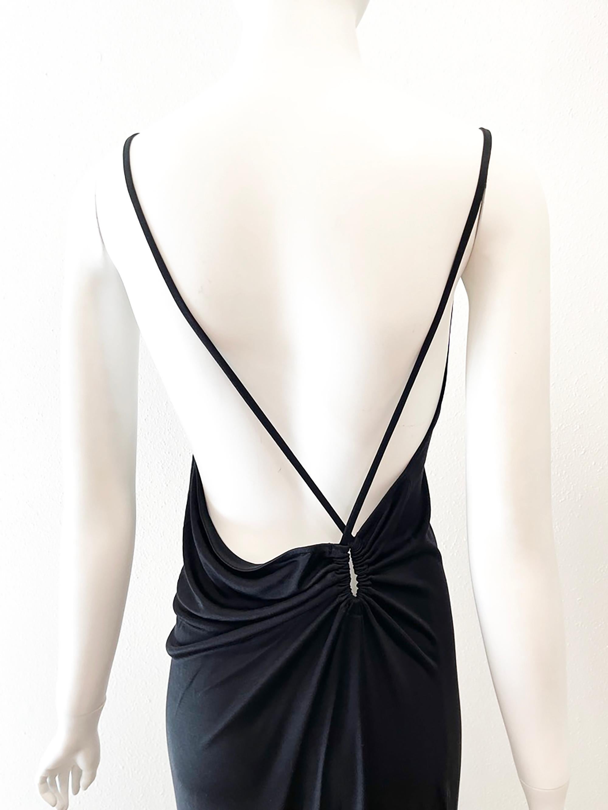 White 1999 Gucci by Tom Ford Low Back Black Gown 