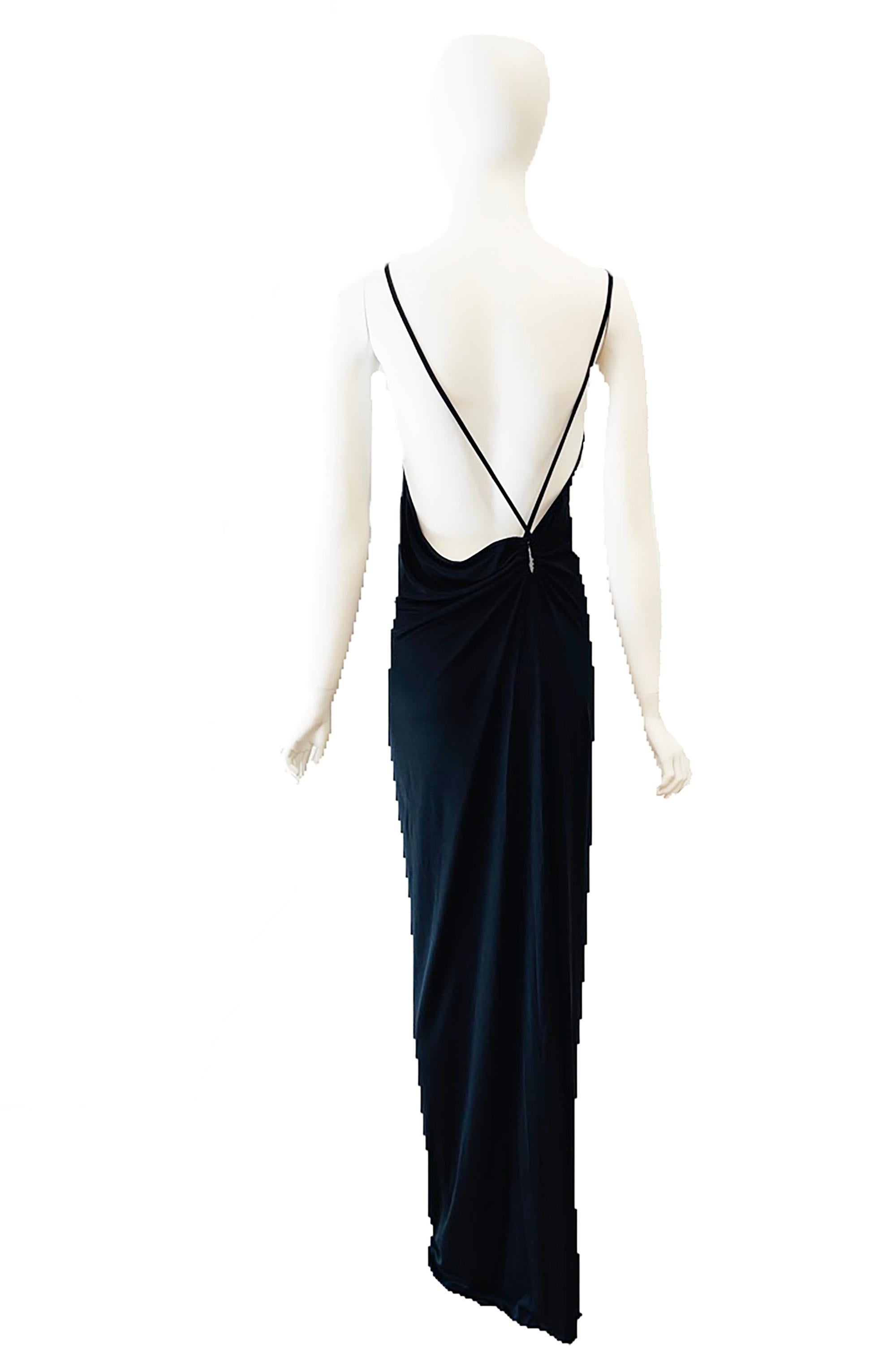 Women's 1999 Gucci by Tom Ford Low Back Black Gown 