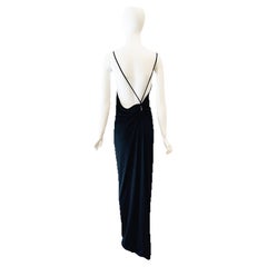 1999 Gucci by Tom Ford Low Back Black Gown 