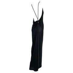 1999 Gucci by Tom Ford Plunging Strappy Back Long Black Silk Gown Dress 42