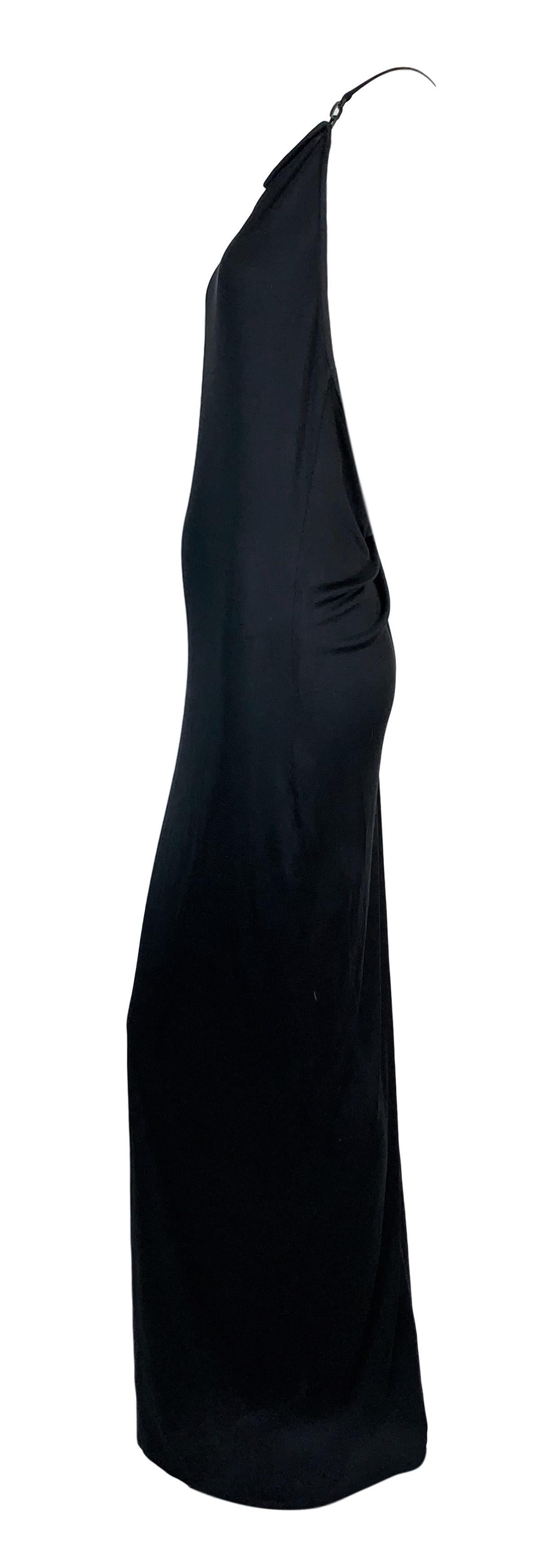 1999 Gucci by Tom Ford Plunging Strappy Back Long Black Silk Gown Dress 44 In Good Condition In Yukon, OK