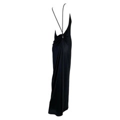 1999 Gucci by Tom Ford Plunging Strappy Back Long Black Silk Gown Dress 44