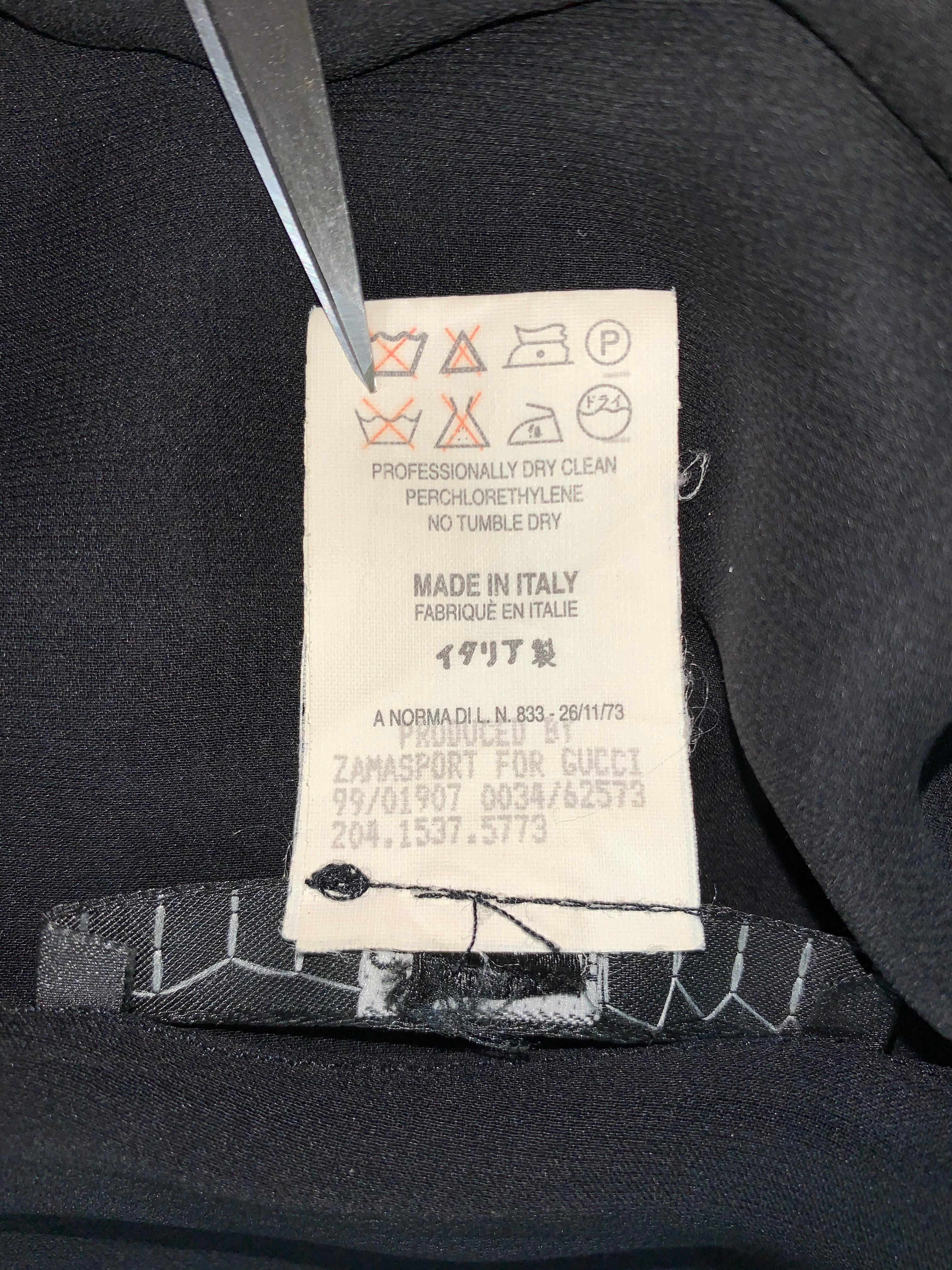 1999 Gucci by Tom Ford Semi-Sheer Black Plunging Embellished Slip Dress 1