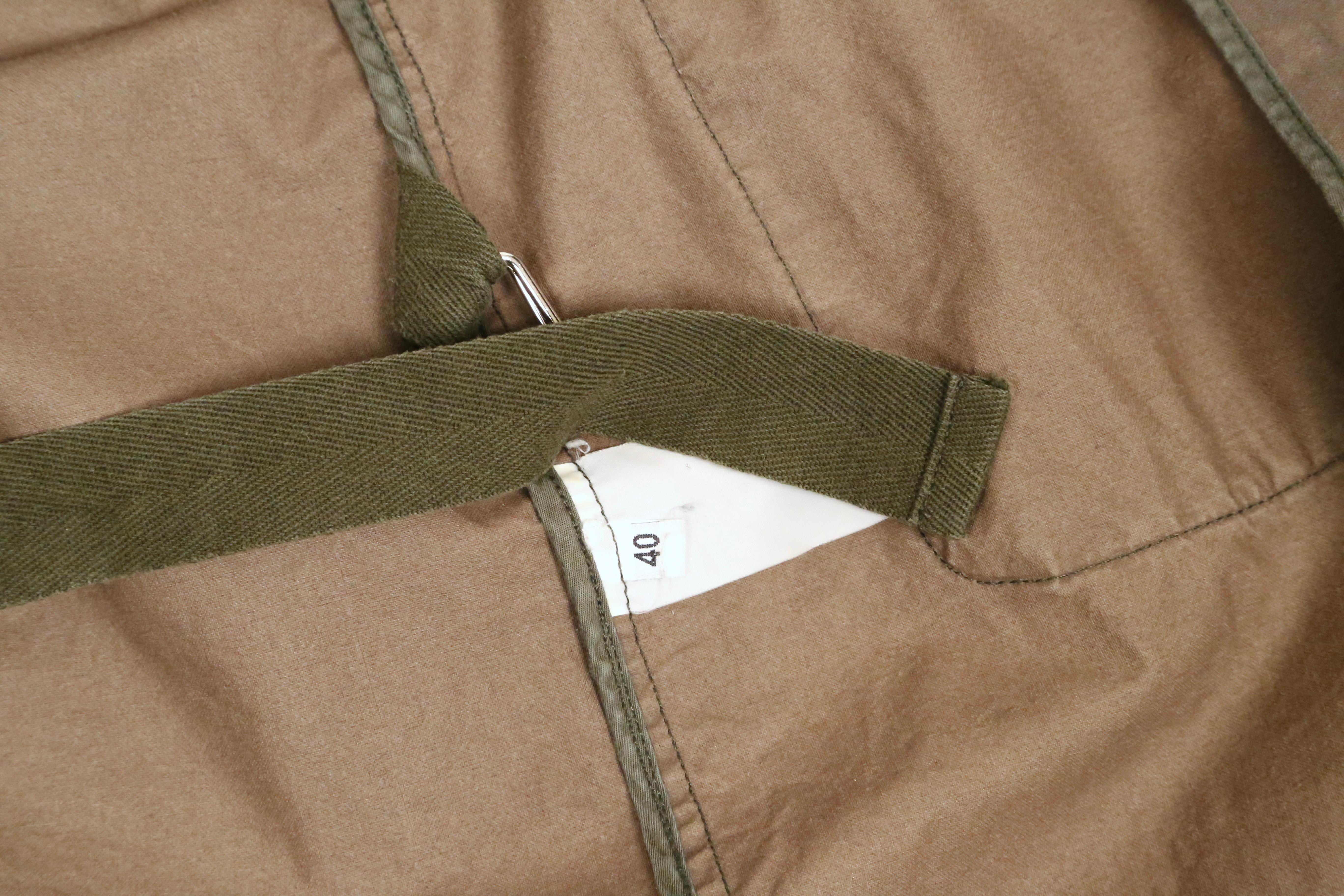 1999 HELMUT LANG khaki vintage parka coat with padded collar & bondage straps  For Sale 7