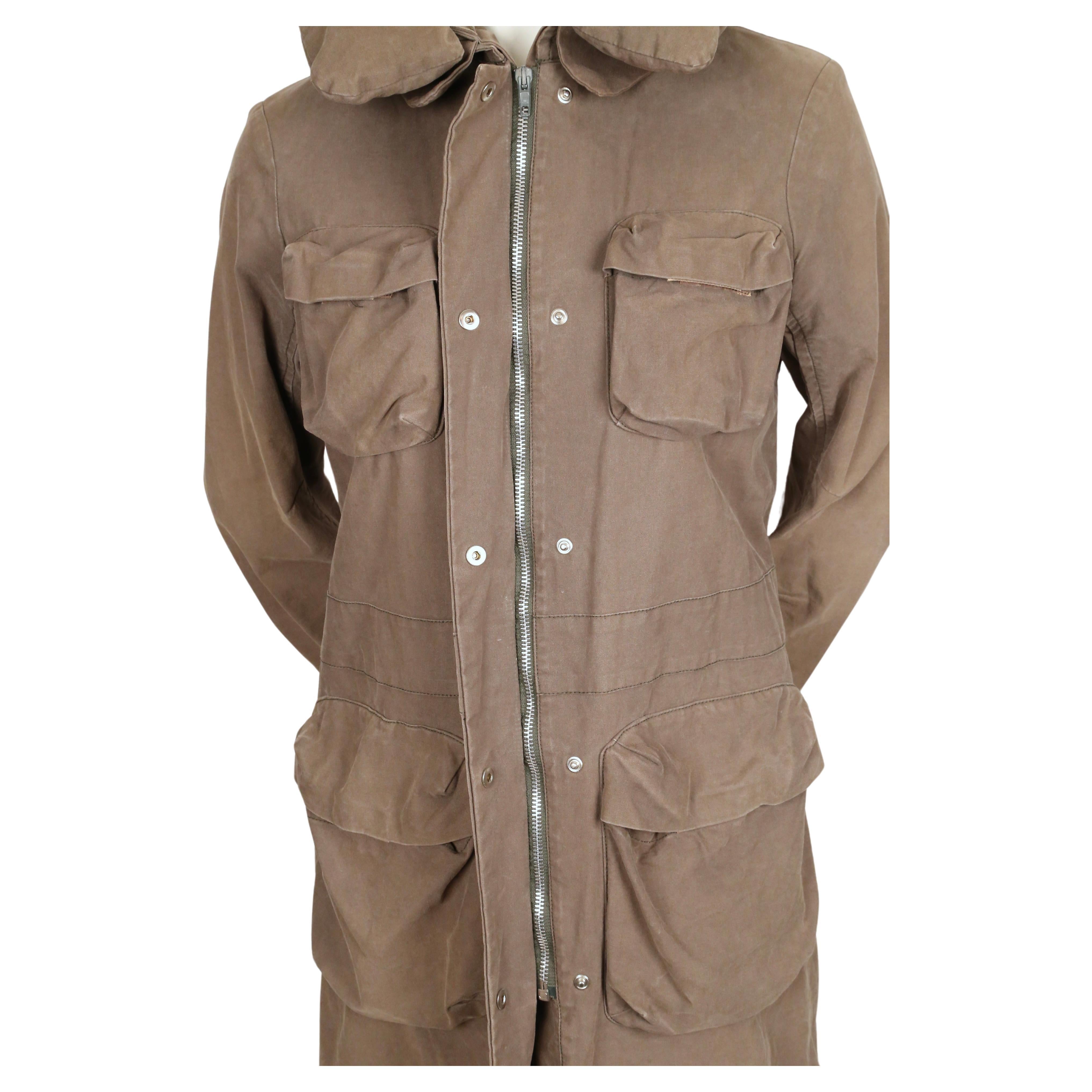 HELMUT LANG Manteau parka vintage kaki avec col rembourré et bretelles bondage 1999 en vente 4