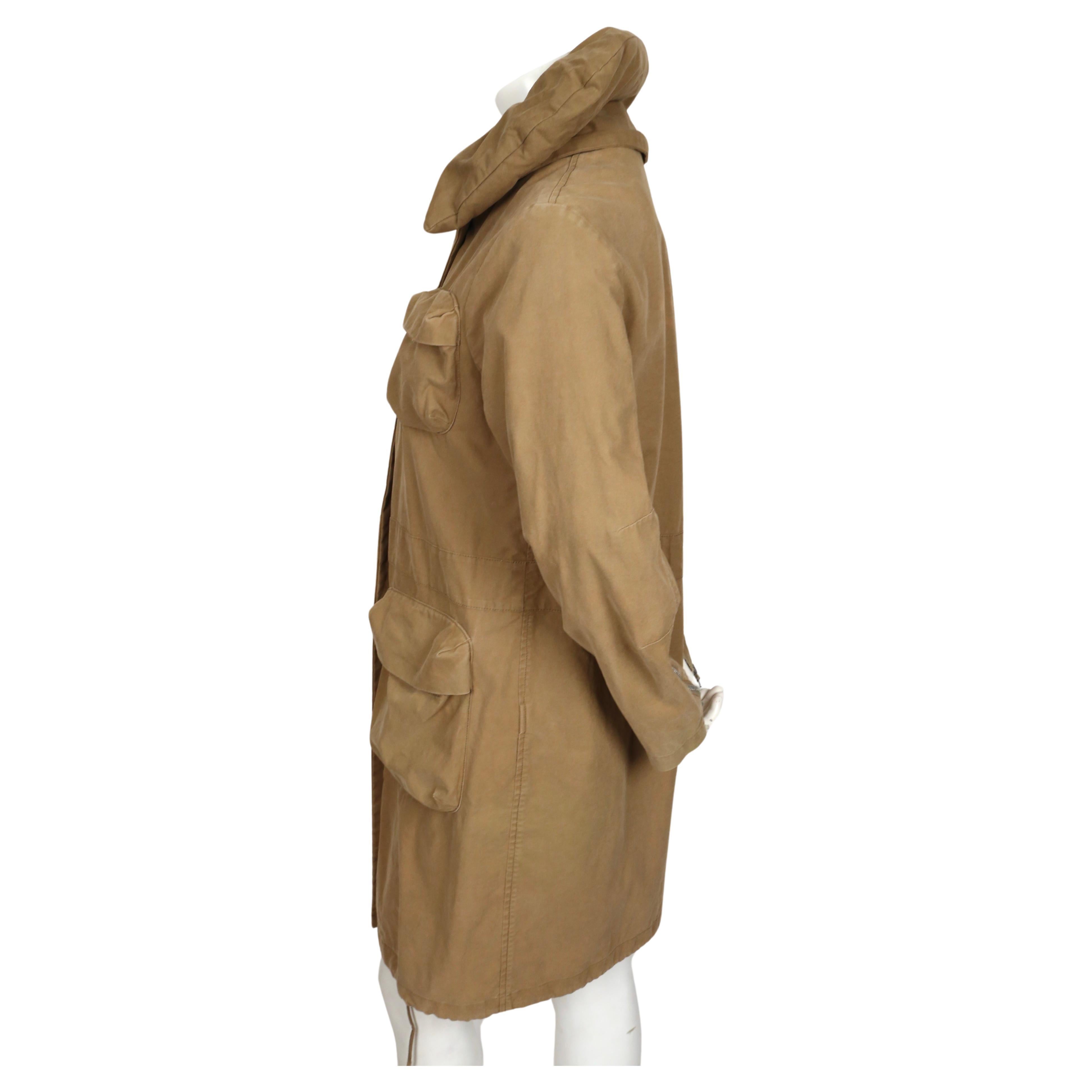 Women's or Men's 1999 HELMUT LANG vintage parka coat with padded collar & bondage straps  For Sale