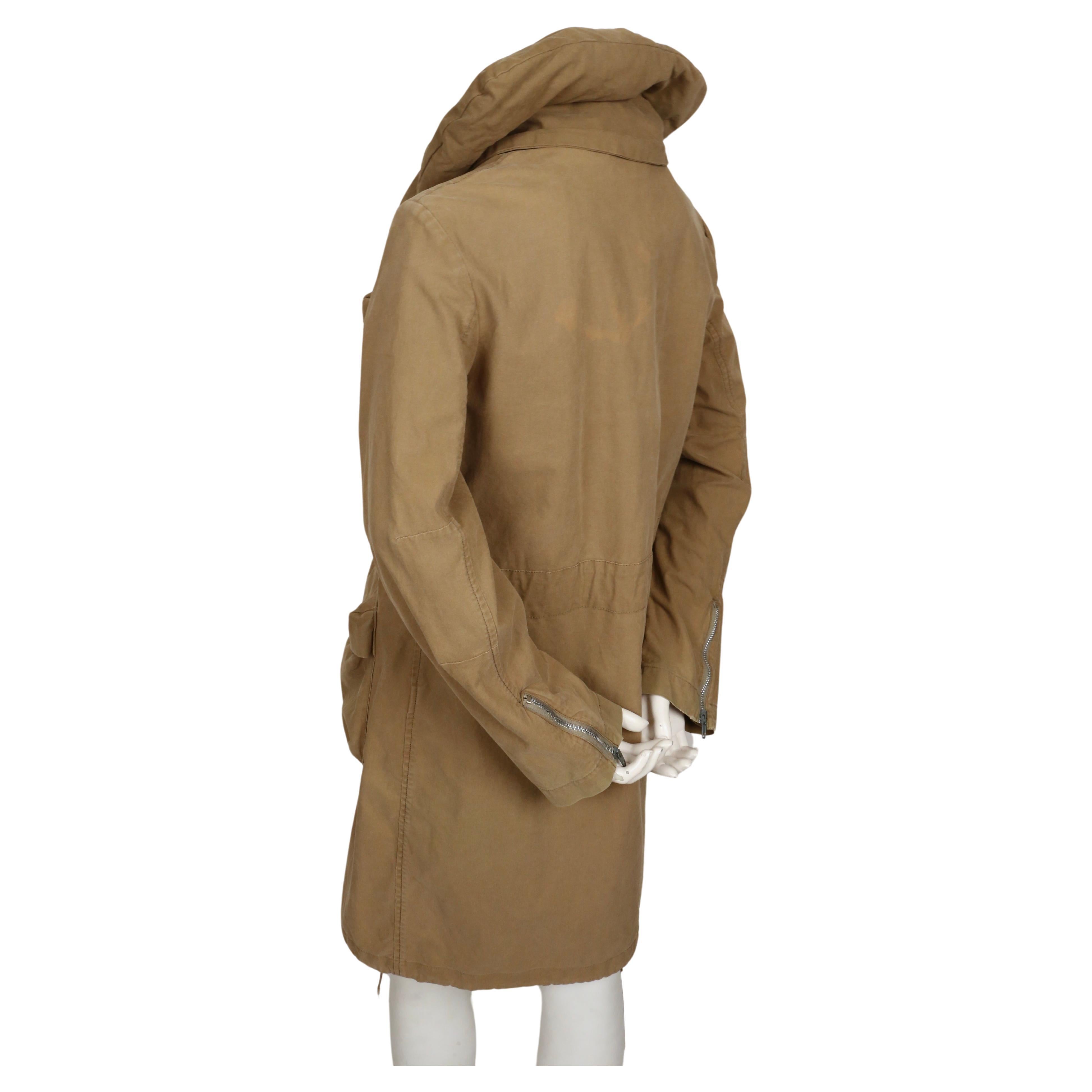 1999 HELMUT LANG vintage parka coat with padded collar & bondage straps  1