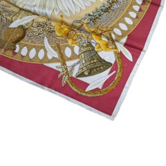 1999 Hermès Red “Amours” by Annie Faivre 90cm Silk Twill Scarf
