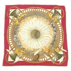 1999 Hermès Rojo "Amours" de Annie Faivre Pañuelo de 90 cm en sarga de seda