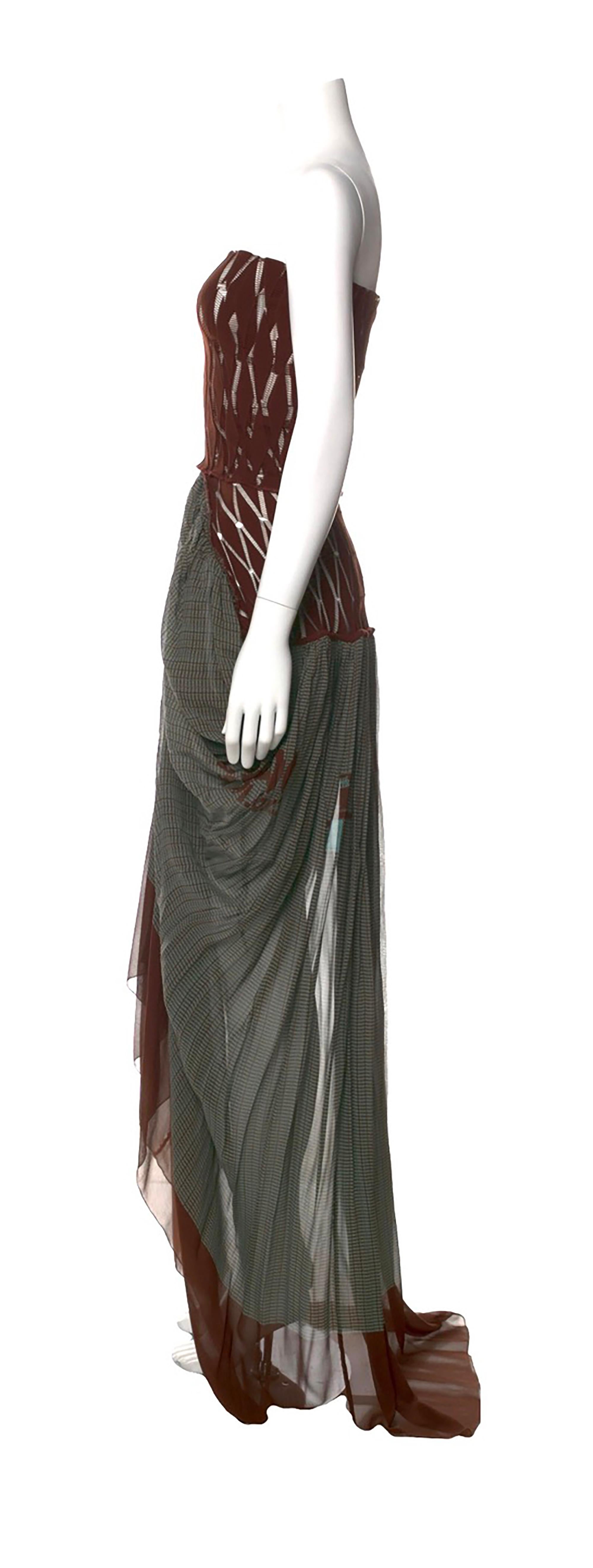 Black 1999 Jean Paul Gaultier Logo Print Chiffon Evening Gown For Sale