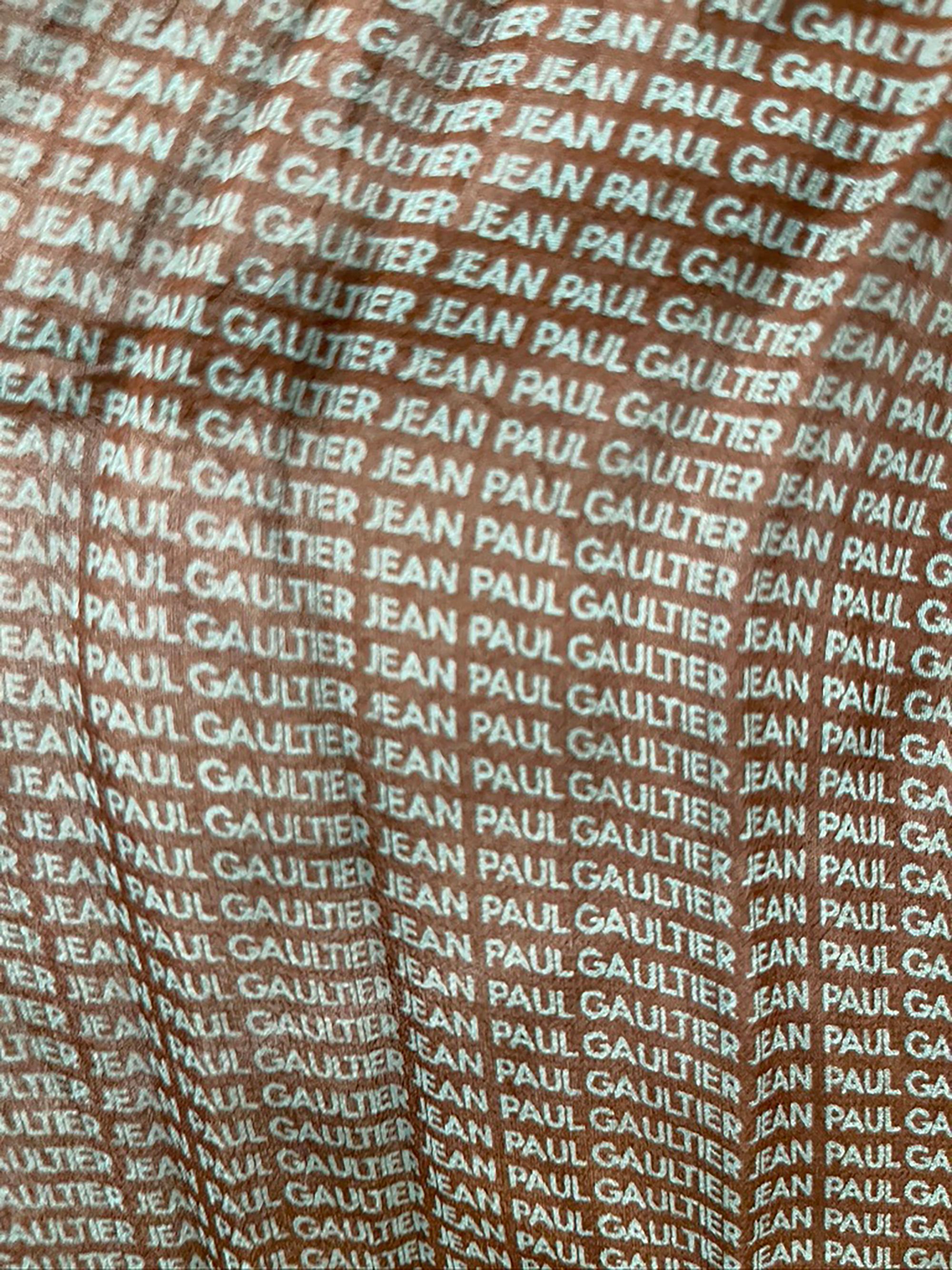 1999 Jean Paul Gaultier Logo Print Chiffon Evening Gown  For Sale 2