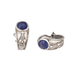 1999 Kieselstein Cord Alligator Earrings Vintage Sterling Silver Iolite Clip On