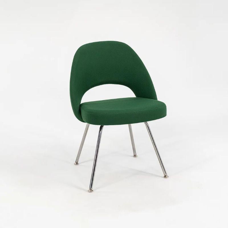 1999 Knoll Saarinen Armless Executive Side / Dining Chair in Green Fabric For Sale 4