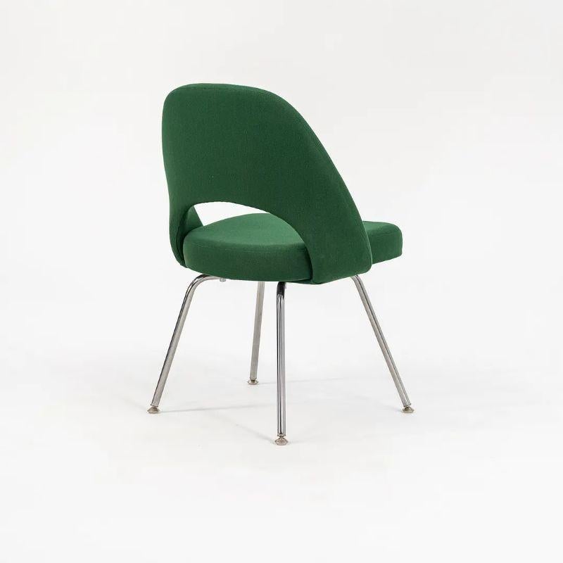 Modern 1999 Knoll Saarinen Armless Executive Side / Dining Chair in Green Fabric For Sale