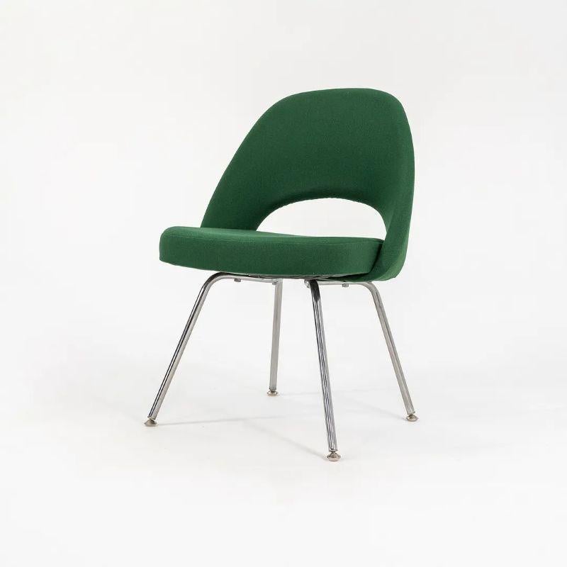 American 1999 Knoll Saarinen Armless Executive Side / Dining Chair in Green Fabric For Sale