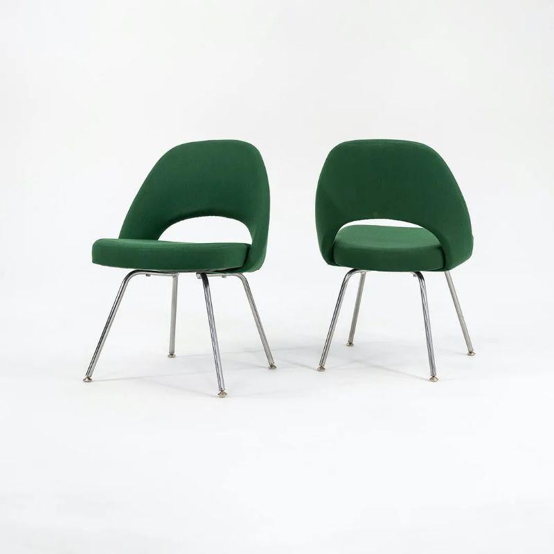 1999 Knoll Saarinen Armless Executive Side / Dining Chair in Green Fabric In Good Condition For Sale In Philadelphia, PA