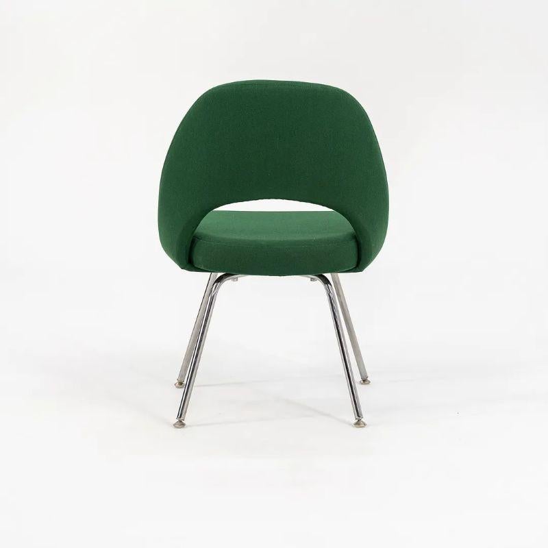 Late 20th Century 1999 Knoll Saarinen Armless Executive Side / Dining Chair in Green Fabric For Sale