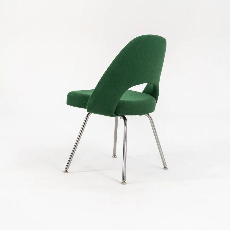 Steel 1999 Knoll Saarinen Armless Executive Side / Dining Chair in Green Fabric For Sale