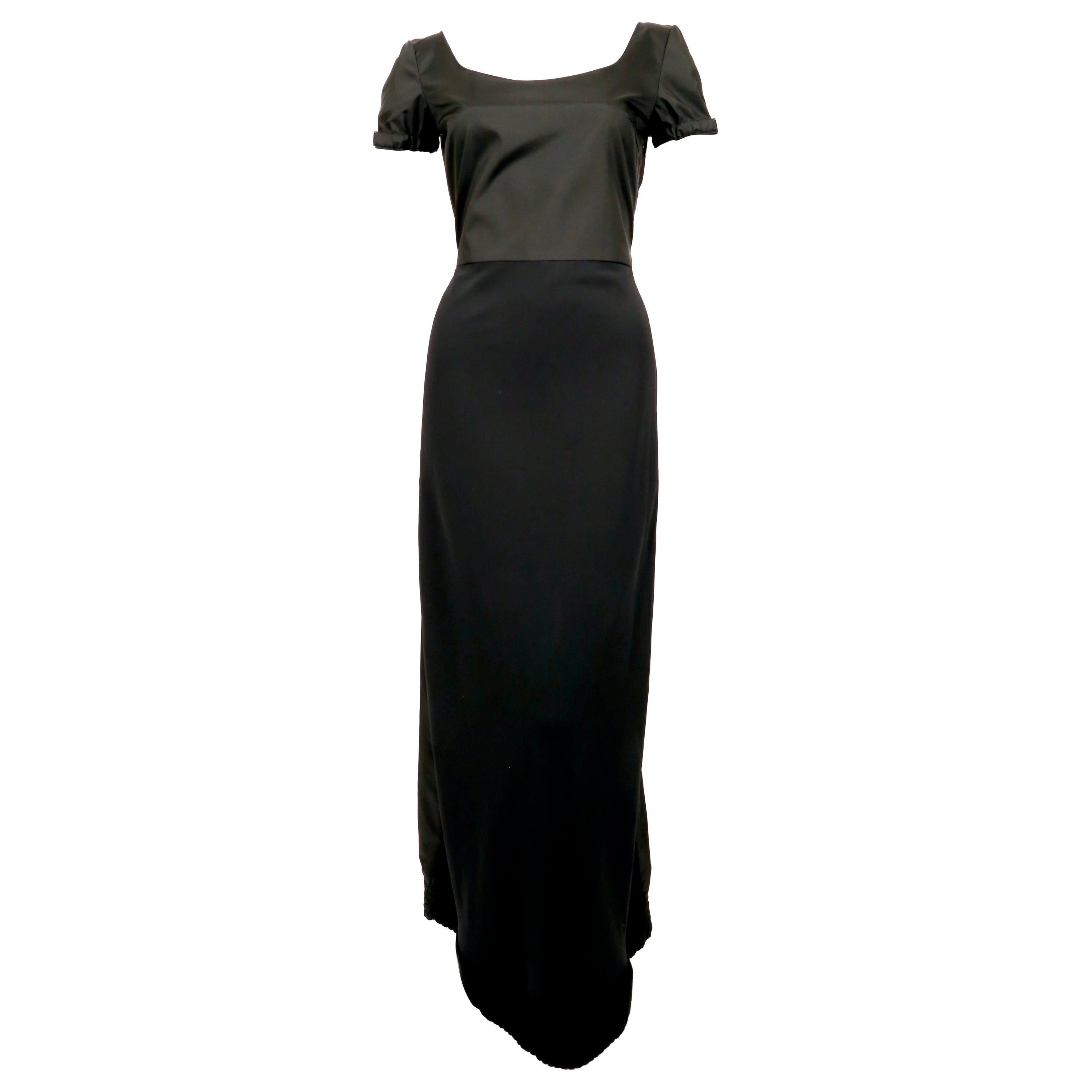 1999 MIU MIU black nylon and scuba runway gown For Sale