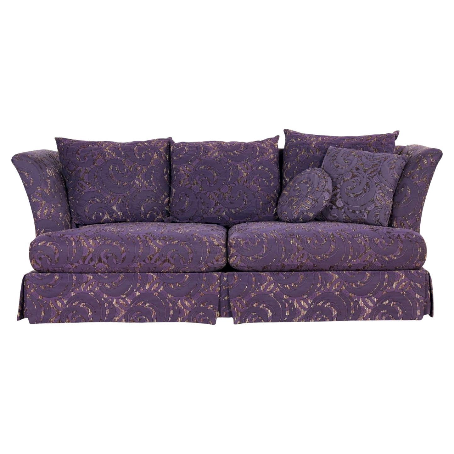 1999 Modern Overscale Modified Tuxedo Sofa with Fantasy Eggplant Fabric