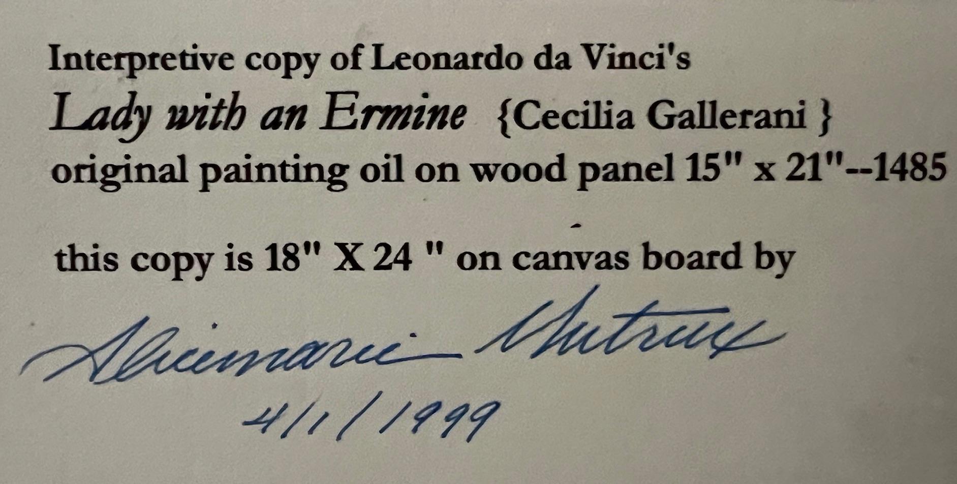 Peinture à l'huile de Léonard de Vinci « Lady with an Ermine », cadre vintage, 1999 en vente 7