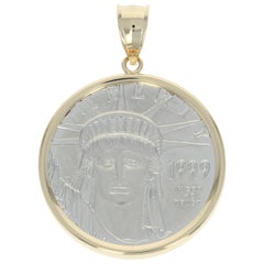 1999 Platinum American Eagle Coin Pendant, 14 Karat Gold 1/2oz Platinum .9995