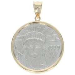 1999 Platinum American Eagle Münze Anhänger:: 14 Karat Gold 1/2oz Platin .9995