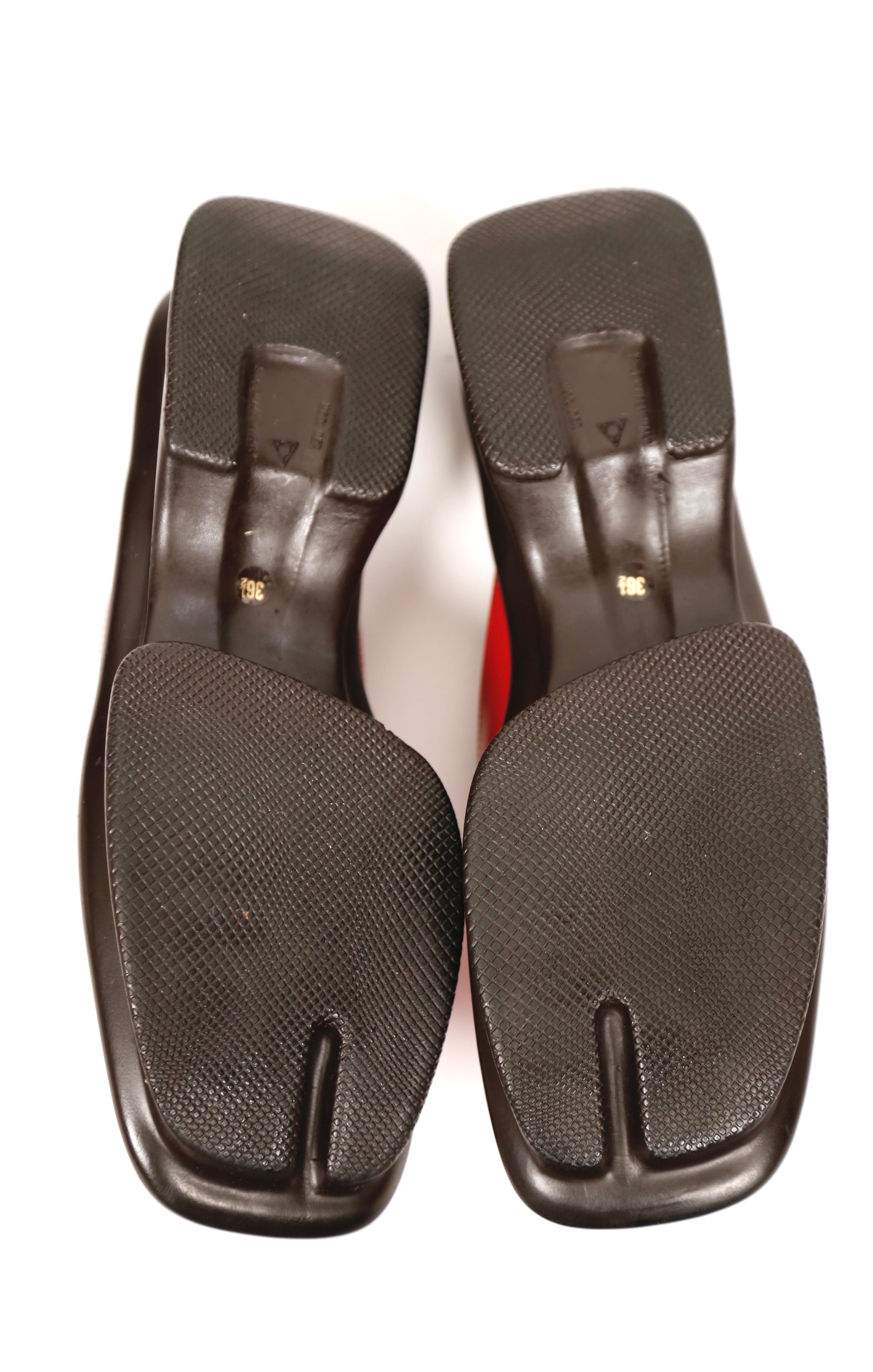 1999 PRADA red polished leather platform loafers - 36.5 1