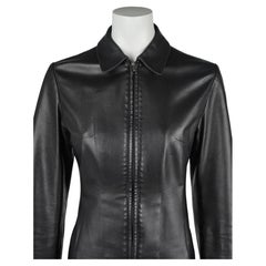 1999 Prada Vintage Black Nappa Leather Zip Jacket IT44