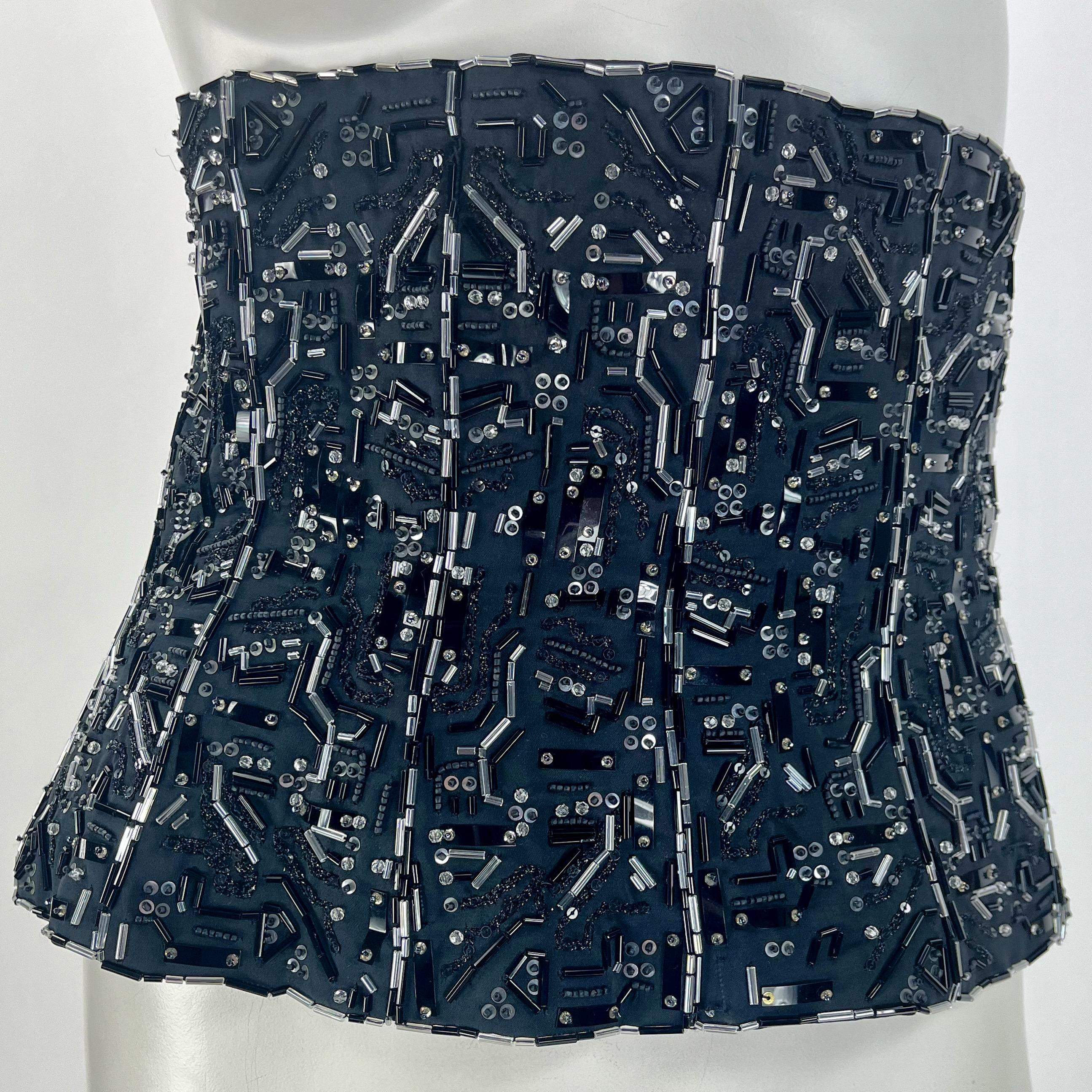 Black 1999 Rare Alexander McQueen for Givenchy Couture Embellished Runway Corset Fr 38 For Sale