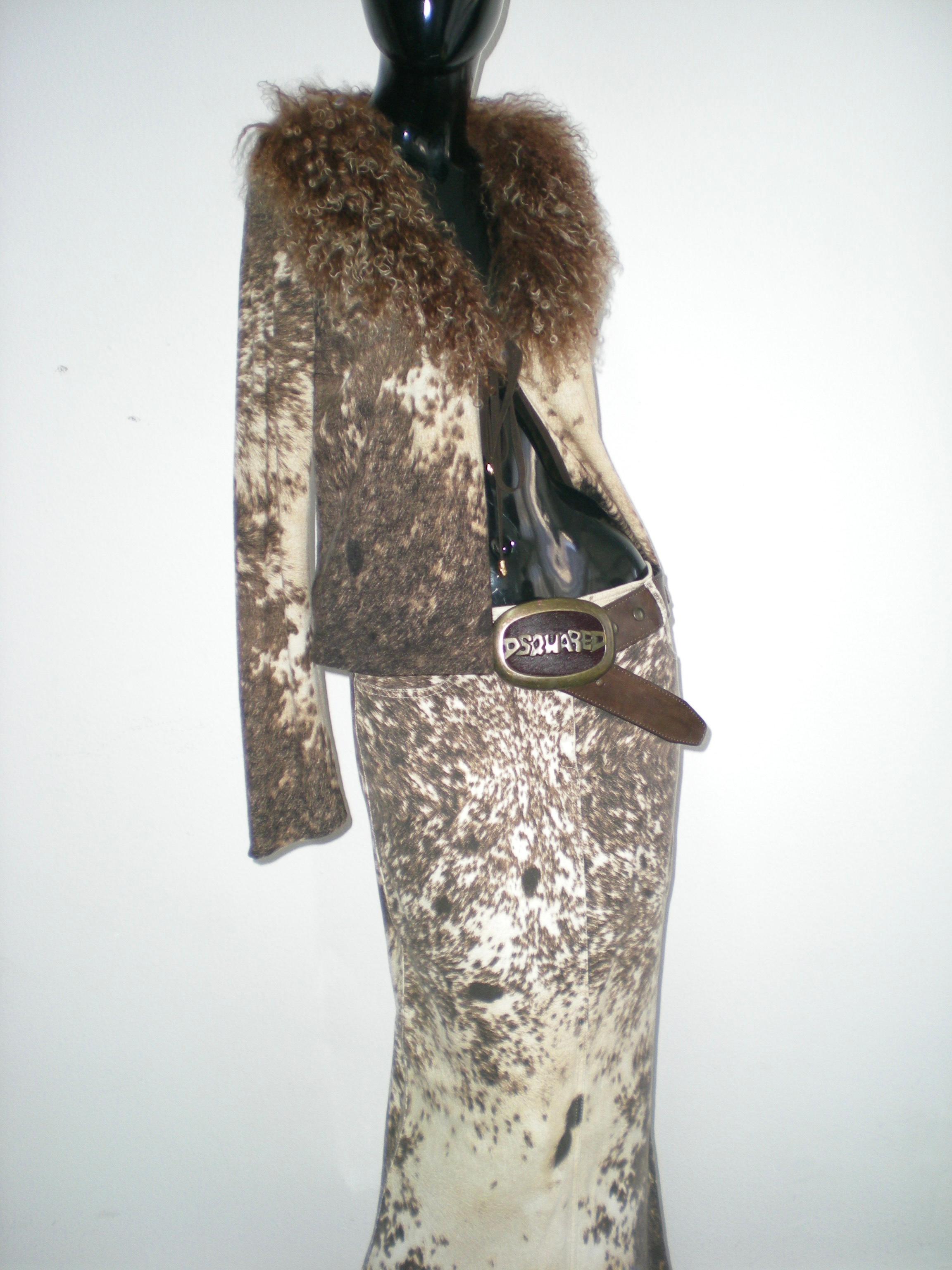 1999 Roberto Cavalli Horse Print & Fur Cardigan In Excellent Condition In BARCELONA, ES