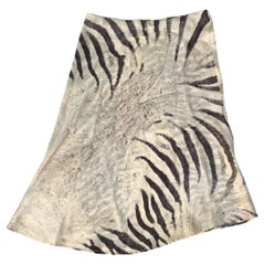 1999 Roberto Cavalli Zebra Print Silk Skirt