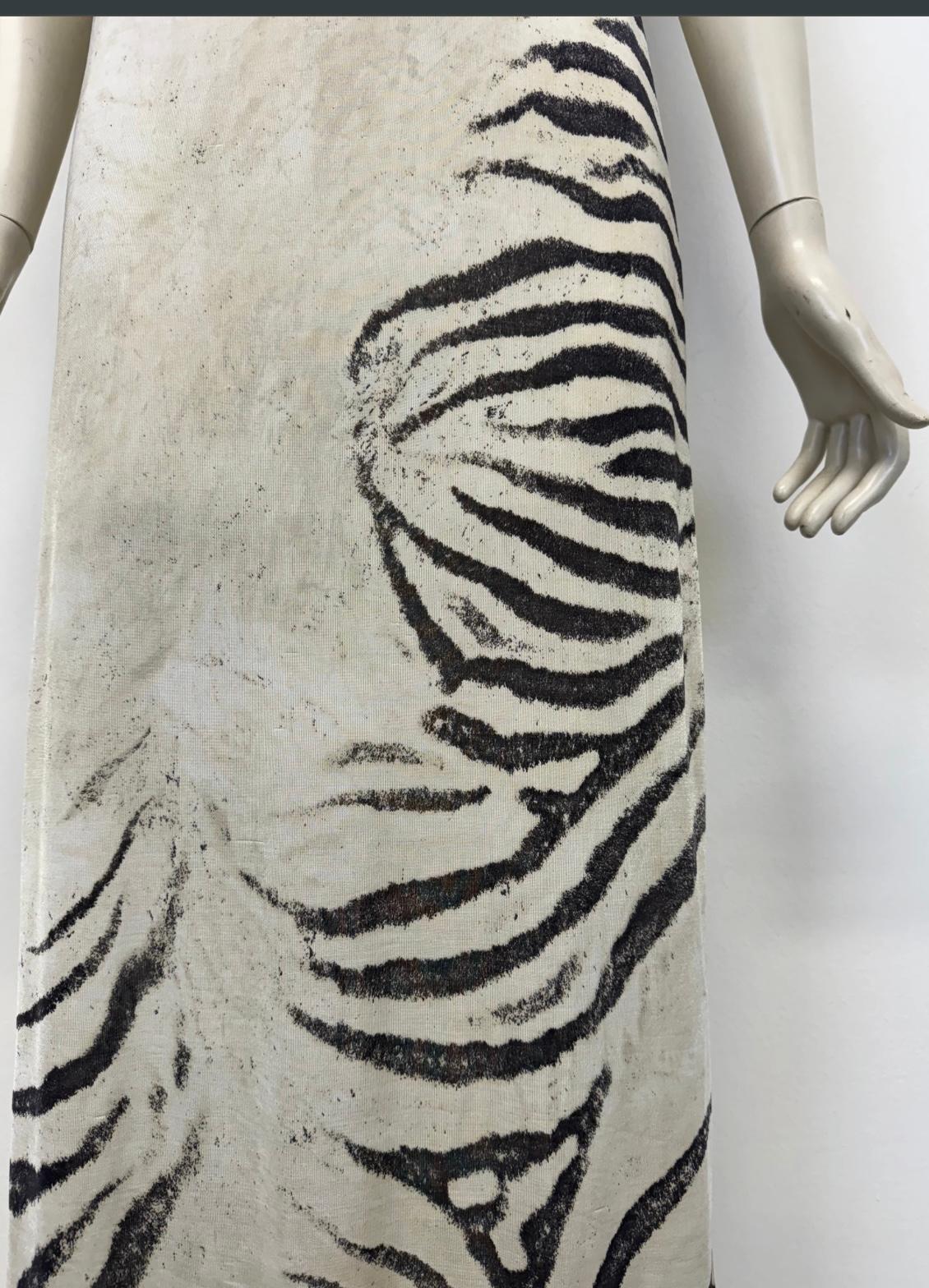 1999 Roberto Cavalli Maxikleid in Zebra-Optik im Angebot 2