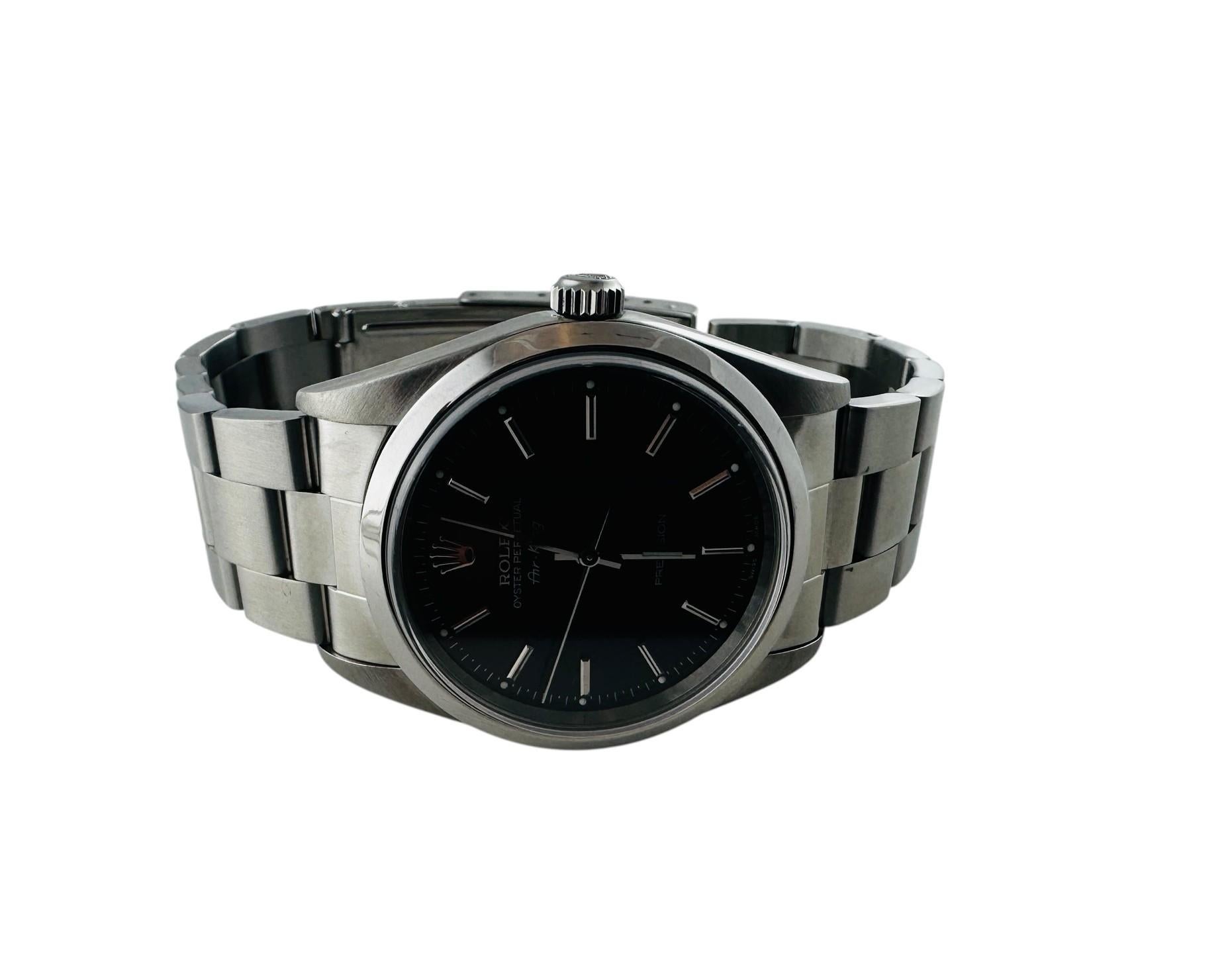 Contemporary 1999 Rolex Air King Men's Watch Black Dial Box/Papers 14000 #22316 For Sale