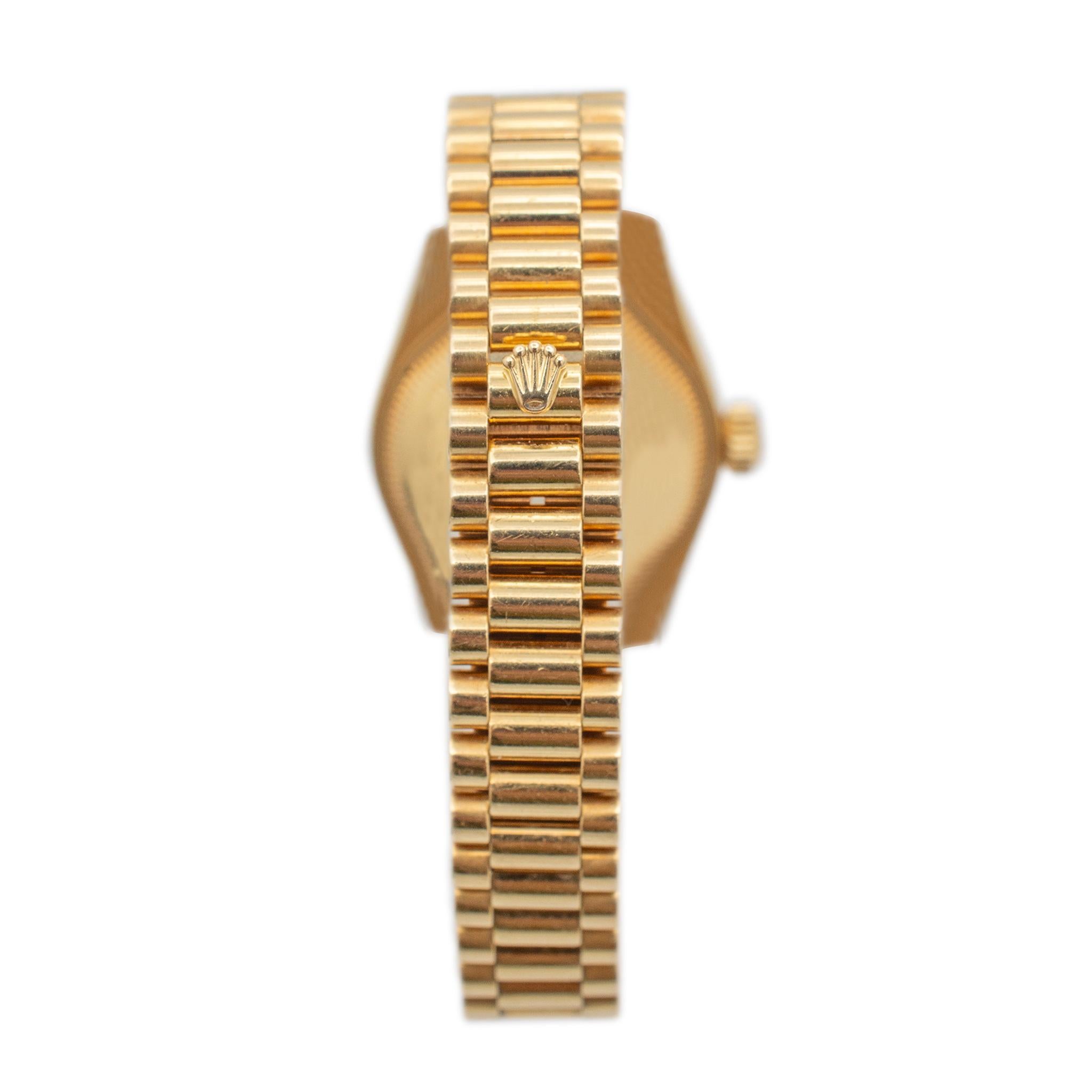 1999 Rolex Ladies Datejust 26 79178 Champagne Diamond Dial President Gold Watch In Excellent Condition In Houston, TX
