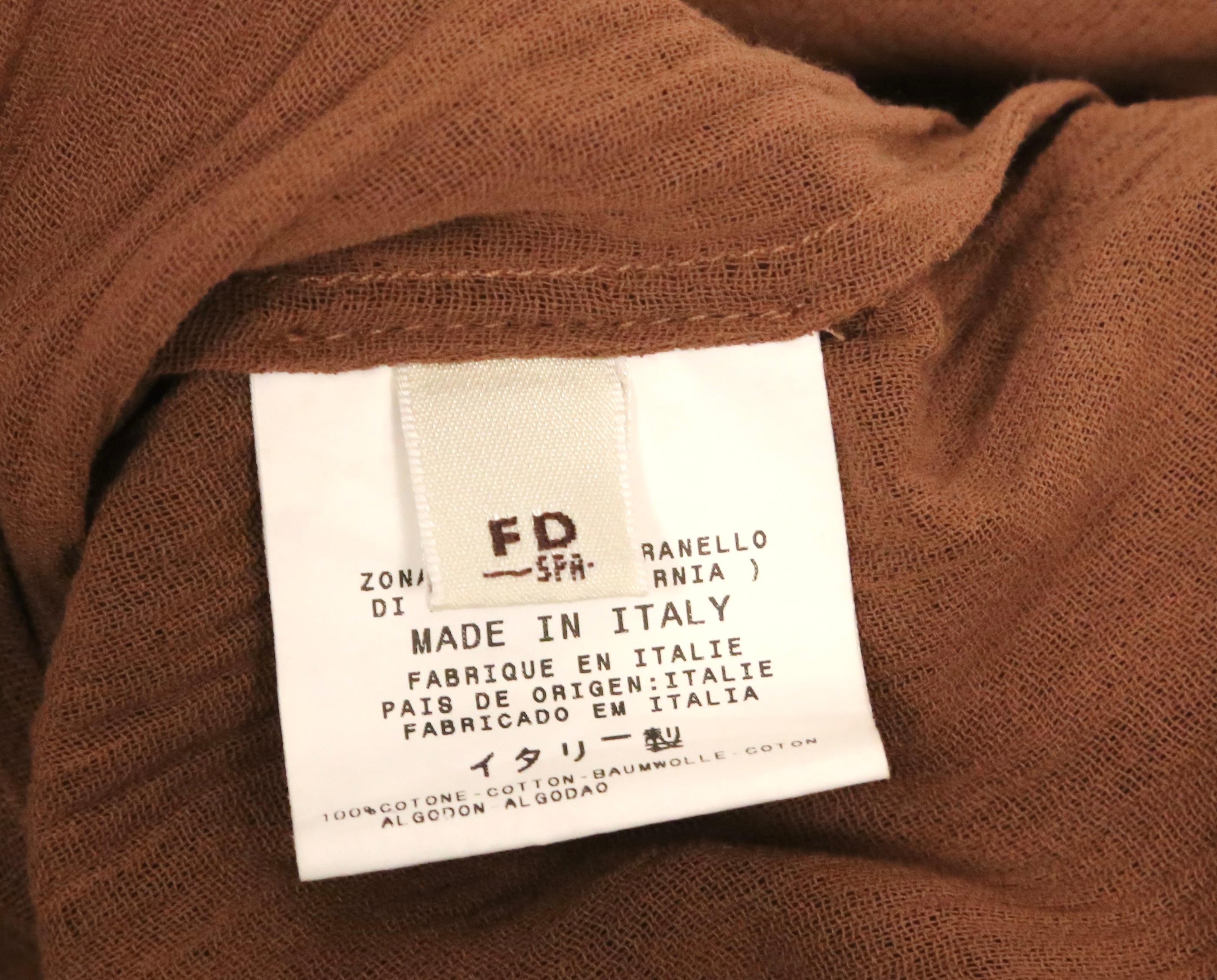 1999 Romeo Gigli cinnamon brown RUNWAY dress with lace trim For Sale 6
