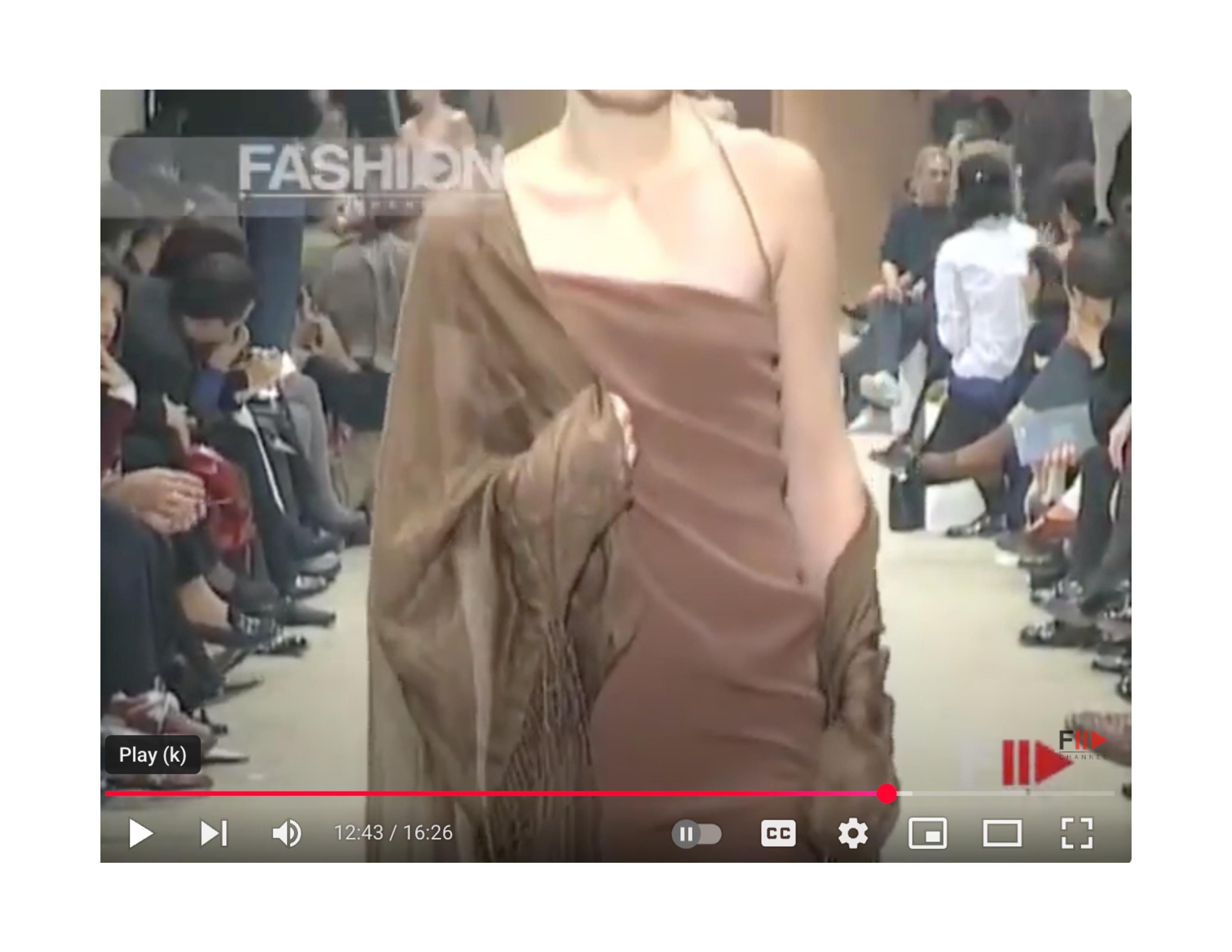 1999 Romeo Gigli cinnamon brown RUNWAY dress with lace trim For Sale 7