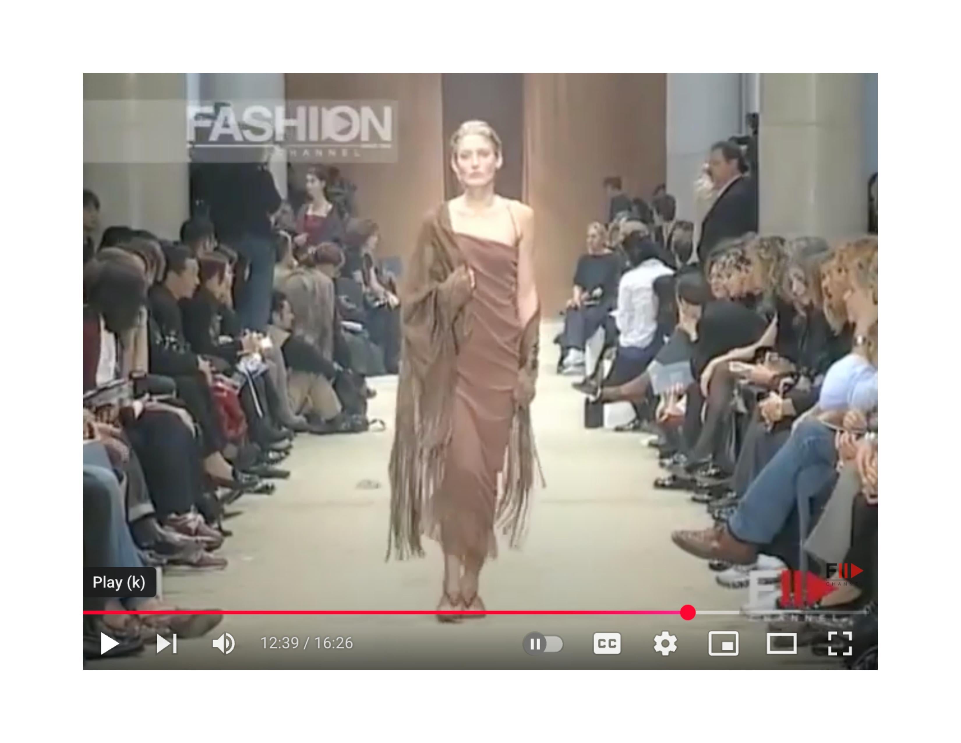 1999 Romeo Gigli cinnamon brown RUNWAY dress with lace trim For Sale 8