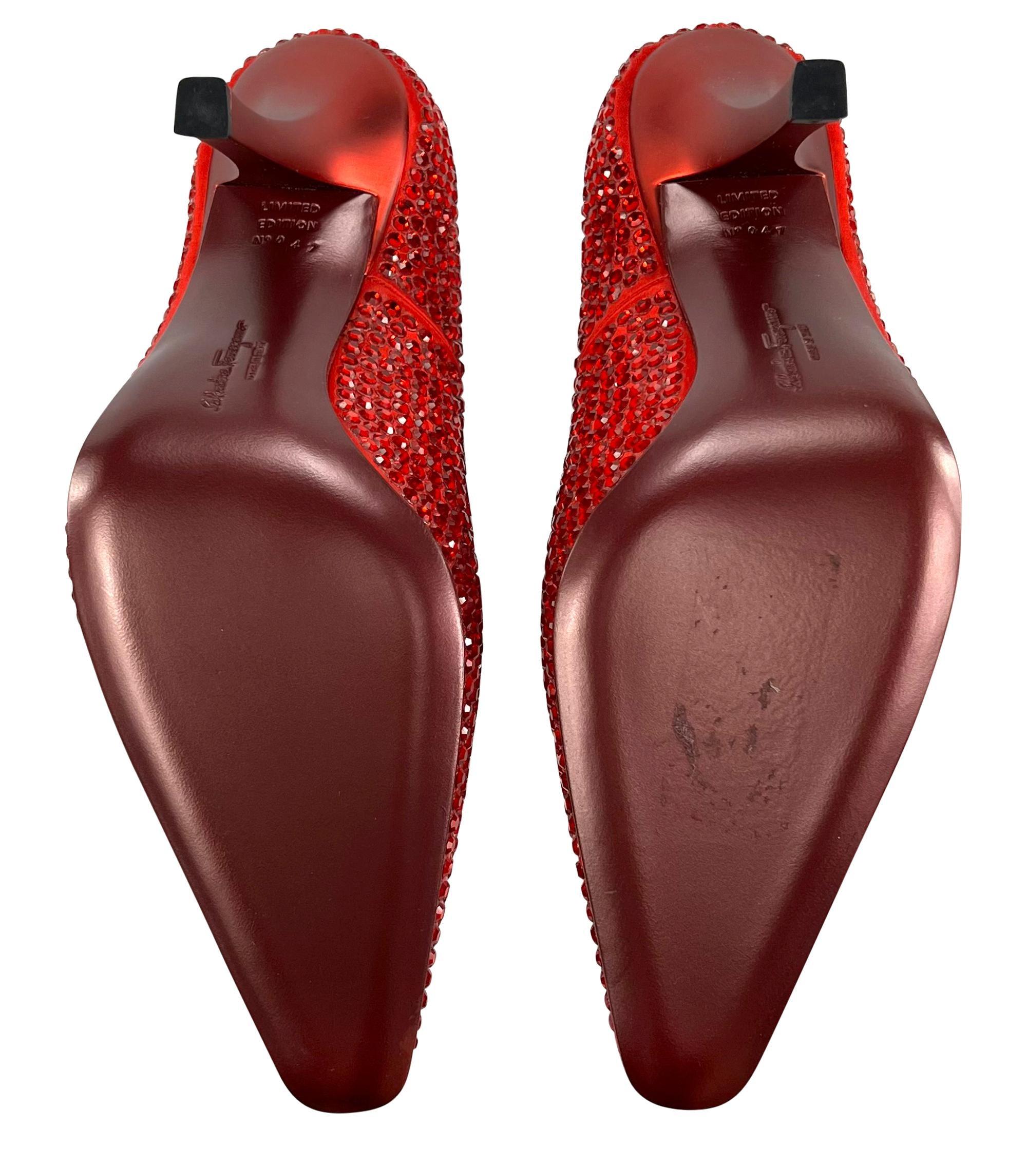 1999 Salvatore Ferragamo Limited Edition Marilyn Monroe Red Swarovski Heels 6B For Sale 7