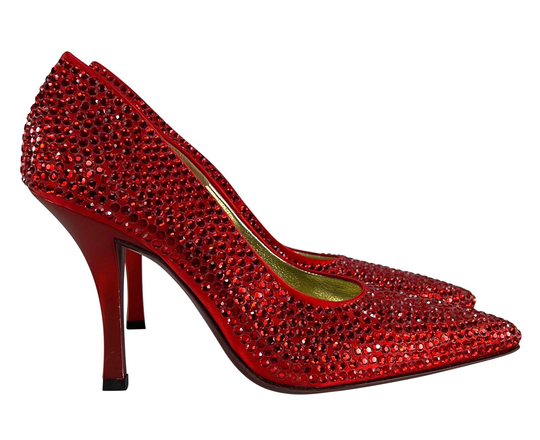 1999 Salvatore Ferragamo Limited Edition Marilyn Monroe Red Swarovski Heels 6B For Sale 3