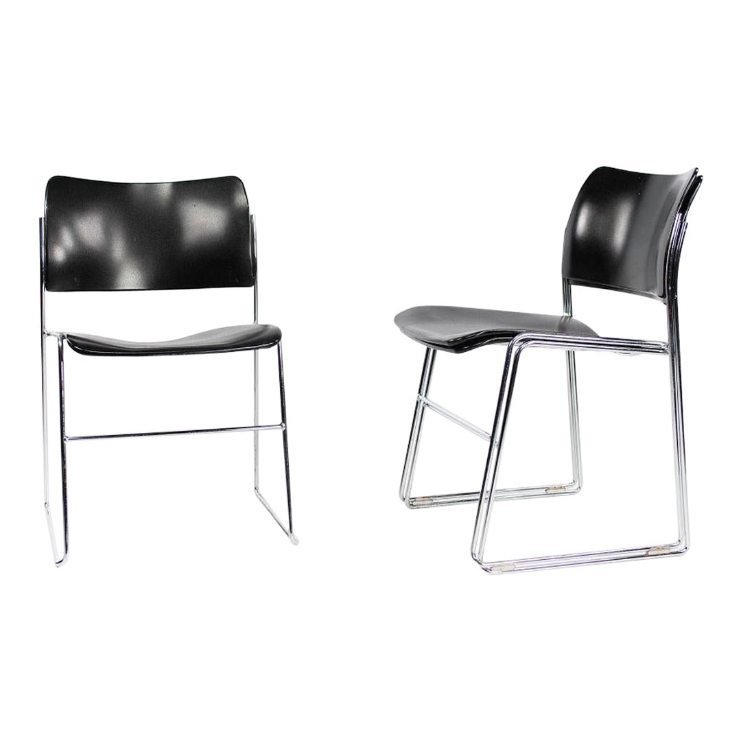 1999 Ensemble de 3 chaises 40/4 par David Rowland pour General Fireproofing en noir en vente
