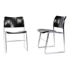 1999 Ensemble de 3 chaises 40/4 par David Rowland pour General Fireproofing en noir