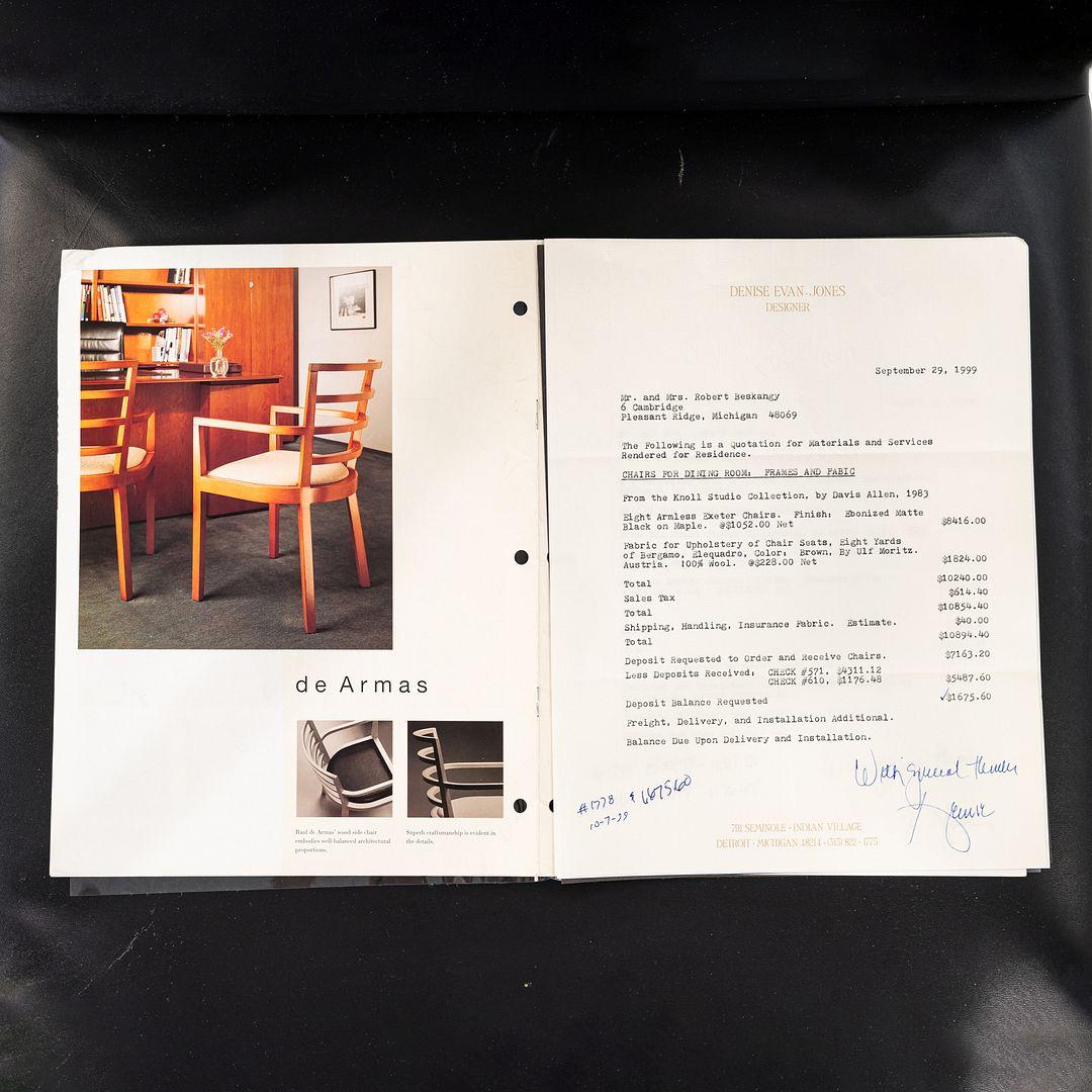1999 Ensemble de huit chaises de salle à manger sans accoudoirs Davis Allen Exeter avec provenance en vente 5