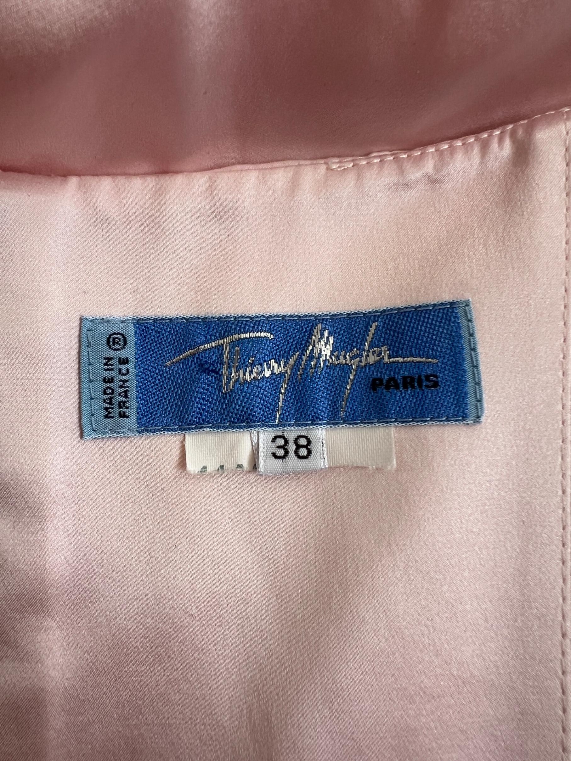 Women's 1999 Thierry Mugler Runway Documented Pale Pink Satin Gown For Sale