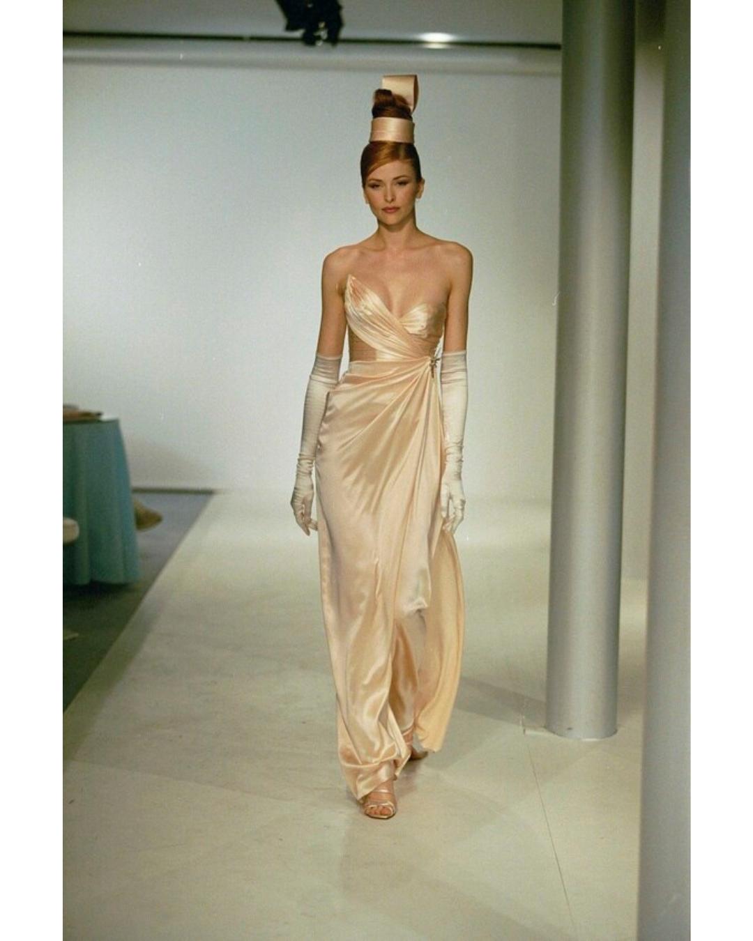 1999 Thierry Mugler Runway Documented Pale Pink Satin Gown For Sale 2