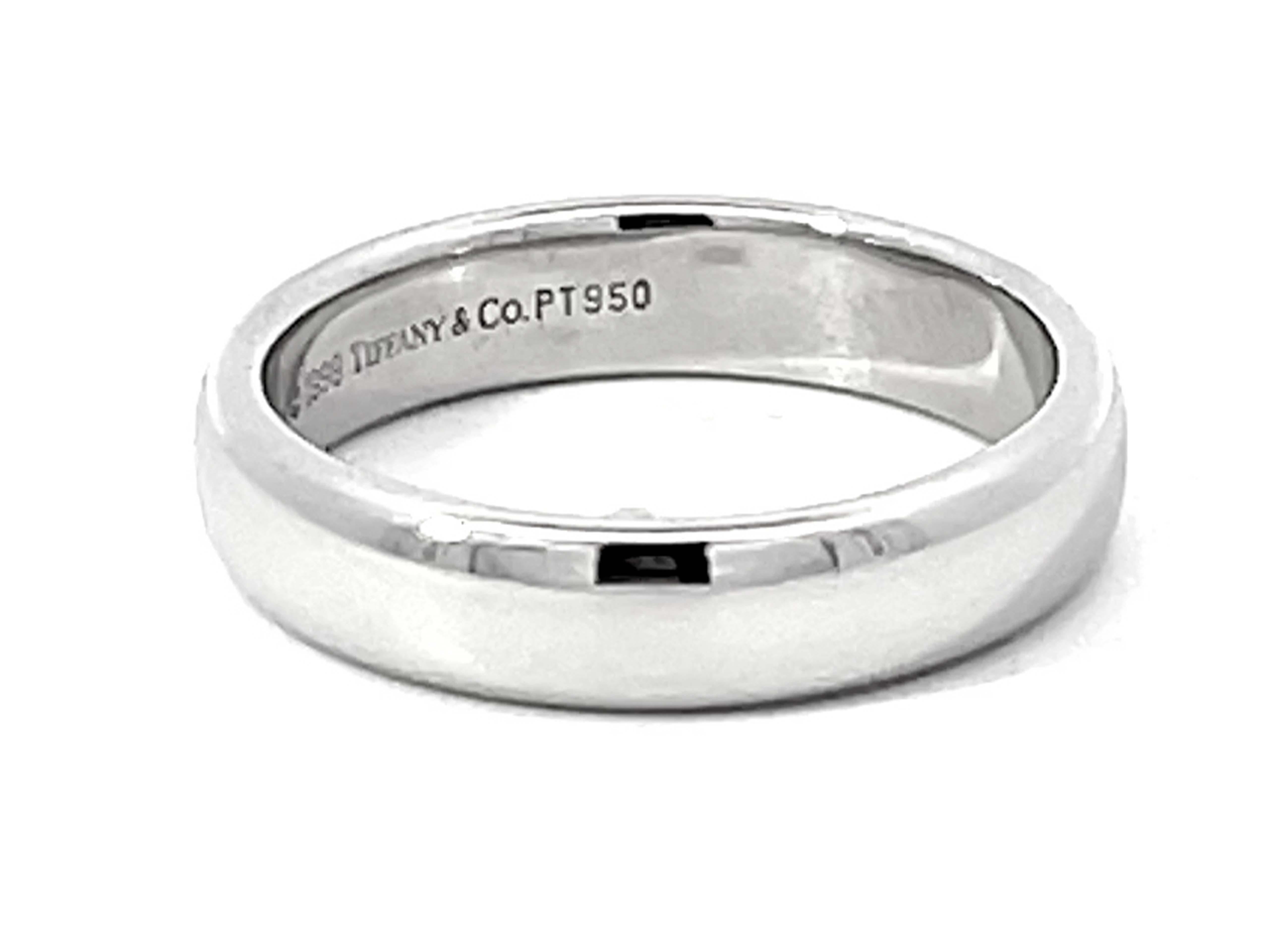 Women's or Men's 1999 Tiffany & Co. Forever Wedding Band Ring Platinum 4.5 mm Wide For Sale